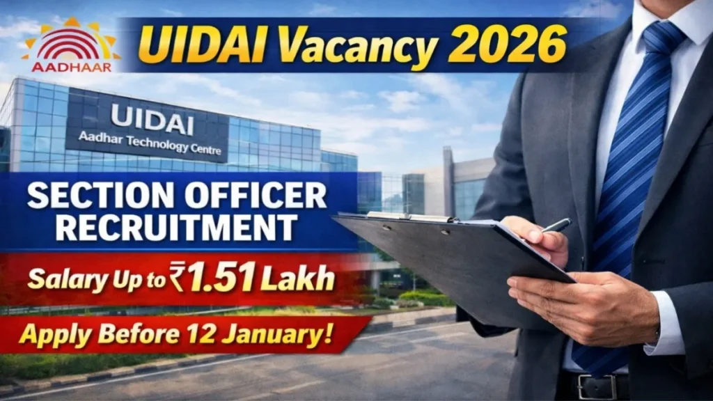 UIDAI Section Officer Recruitment 2026 – Salary up to ₹1.51 Lakh